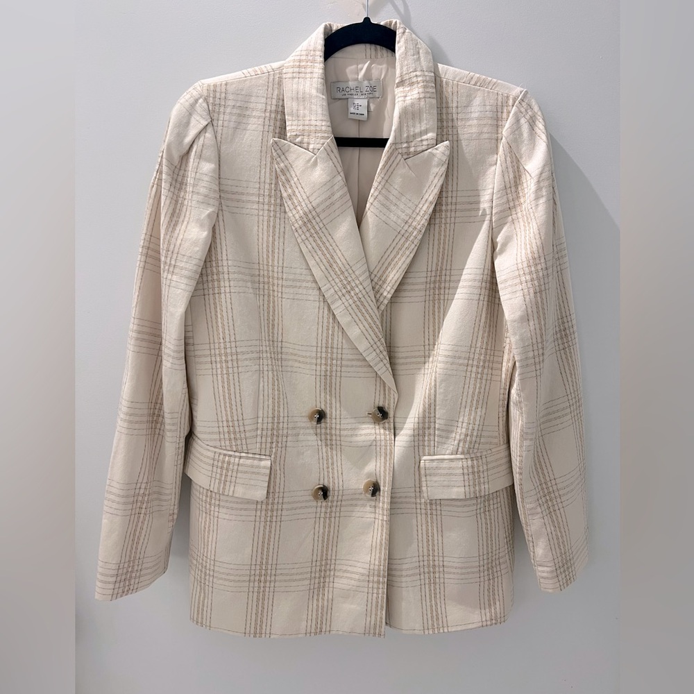Rachel Zoe Plaid Cream Blazer